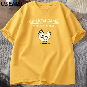 Tavuk Oyunu Tavukya Bakmayın Komik T Shirt Pamuk Kısa Kollu O Boyun Grafik Tees Erkek Tasarım 2813