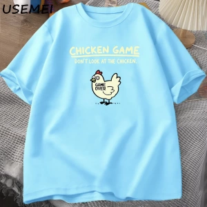 Tavuk Oyunu Tavukya Bakmayın Komik T Shirt Pamuk Kısa Kollu O Boyun Grafik Tees Erkek Tasarım 2813