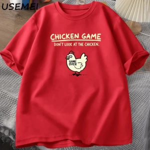 Tavuk Oyunu Tavukya Bakmayın Komik T Shirt Pamuk Kısa Kollu O Boyun Grafik Tees Erkek Tasarım 2813