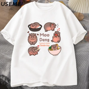 Tayland yılında Moo Deng Bouncy domuz bebek Hippo Khao Kheow açık hayvanat bahçesi T-Shirt ko 2951