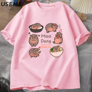 Tayland yılında Moo Deng Bouncy domuz bebek Hippo Khao Kheow açık hayvanat bahçesi T-Shirt ko 2951