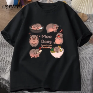 Tayland yılında Moo Deng Bouncy domuz bebek Hippo Khao Kheow açık hayvanat bahçesi T-Shirt ko 2951