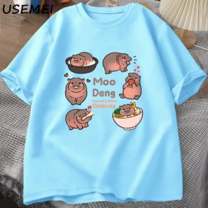 Tayland yılında Moo Deng Bouncy domuz bebek Hippo Khao Kheow açık hayvanat bahçesi T-Shirt ko 2951