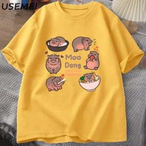 Tayland yılında Moo Deng Bouncy domuz bebek Hippo Khao Kheow açık hayvanat bahçesi T-Shirt ko 2951