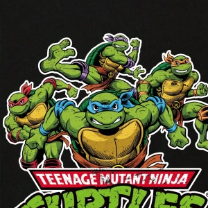TEENAGE MUTANT NINJA TURTLES X SHEIN Erkek Karikatür Kaplumbağa ve Harf Grafik Yuvarlak Yaka