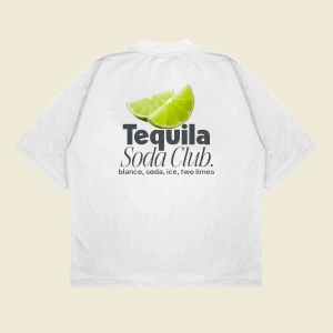 Tequila Soda Baskılı Oversize Unisex Pamuklu Nefes Alan Kalın Kumaşlı