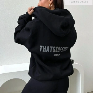 Thatssofetch Series 6 Baskılı Örme Pamuk 2 iplik Siyah Fermuarlı Hırka