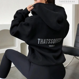 Thatssofetch Series 6 Baskılı Örme Pamuk 2 iplik Siyah Fermuarlı Hırka