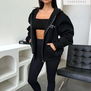 Thatssofetch Series 6 Baskılı Örme Pamuk 2 iplik Siyah Fermuarlı Hırka