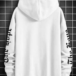 The Hope Renkli Baskılı Oversize Kapüşonlu Sweatshirt Beyaz