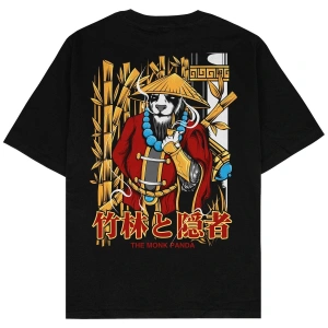 The Monk Panda Siyah Oversize Unisex T-shirt