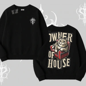The Owner of House Kedi Arka Baskılı Biskilet Sweatshirt