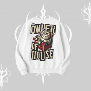 The Owner of House Kedi Arka Baskılı Biskilet Sweatshirt