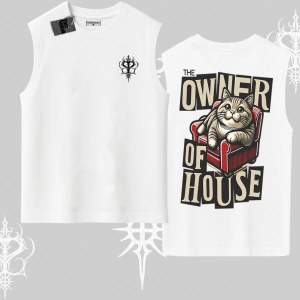 The Owner of House Kedi Arka Baskılı Kolsuz Tshirt