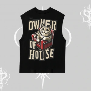 The Owner of House Kedi Arka Baskılı Kolsuz Tshirt