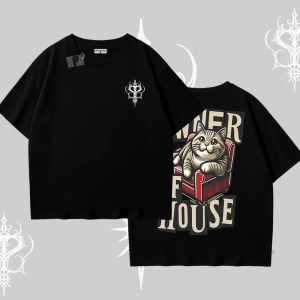 The Owner of House Kedi Arka Baskılı Oversize Tshirt