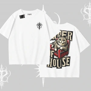 The Owner of House Kedi Arka Baskılı Oversize Tshirt