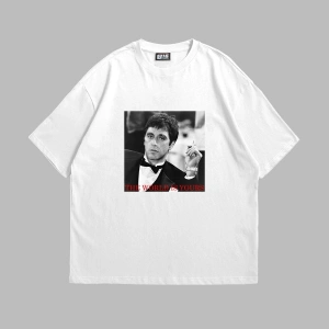 The World Is Yours Baskılı Oversize Unisex Beyaz