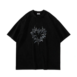 Thorny Heart Baskılı Oversize Unisex Beyaz