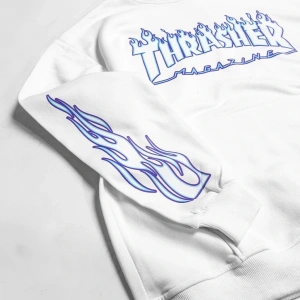 Thrasher Flam Baskılı Oversize Unisex Beyaz