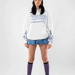 Thrasher Flam Baskılı Oversize Unisex Beyaz