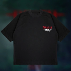 Thriller Society Baskılı Oversize Unisex Pamuklu Nefes Alan Kalın Kumaşlı