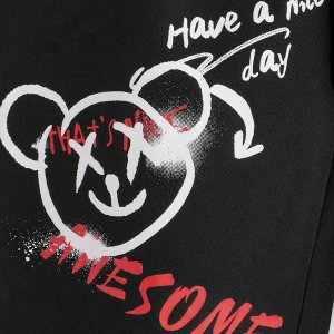 Toddler Boys Bear & Letter Graphic Elastic Waist Pants