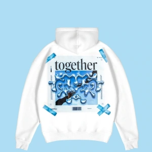 Together Baskılı Oversize Unisex Beyaz