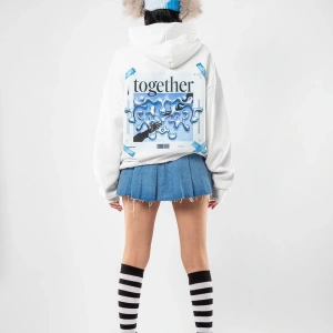 Together Baskılı Oversize Unisex Beyaz