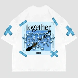Together Sırt Baskılı Oversize Unisex Beyaz