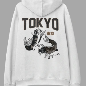 Tokyo Beyaz Oversize Kapüşonlu Sweatshirt