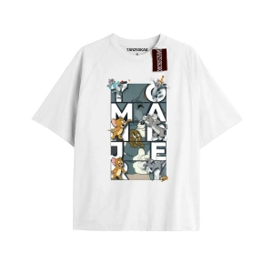 Tom And Jerry Cartoons Unisex Beyaz T-shirt