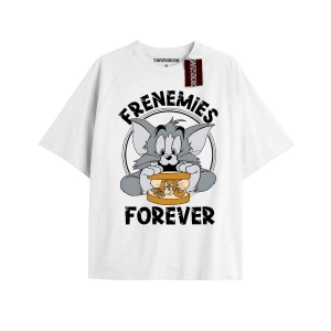 Tom And Jerry Cartoons Unisex Beyaz T-shirt