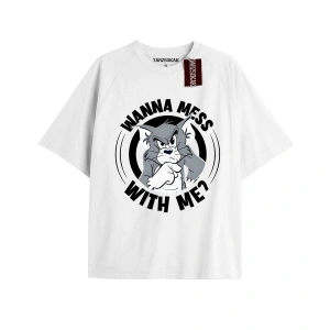 Tom And Jerry Cartoons Unisex Beyaz T-shirt