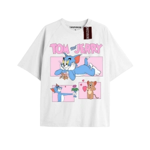 Tom And Jerry Cartoons Unisex Beyaz T-shirt