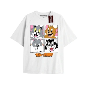 Tom And Jerry Cartoons Unisex Beyaz T-shirt
