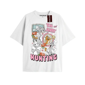 Tom And Jerry Cartoons Unisex Beyaz T-shirt