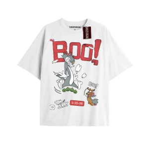 Tom And Jerry Cartoons Unisex Beyaz T-shirt