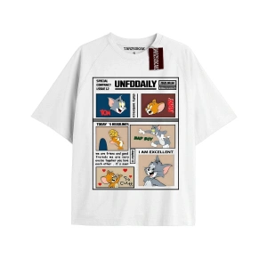 Tom And Jerry Cartoons Unisex Beyaz T-shirt