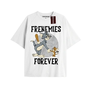 Tom And Jerry Cartoons Unisex Beyaz T-shirt