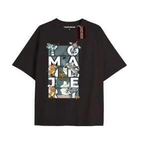 Tom And Jerry Cartoons Unisex Siyah T-shirt