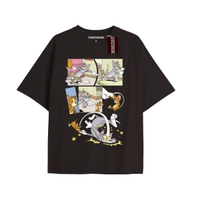 Tom And Jerry Cartoons Unisex Siyah T-shirt