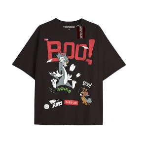 Tom And Jerry Cartoons Unisex Siyah T-shirt