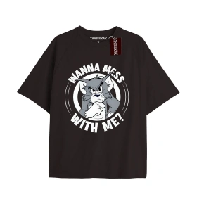 Tom And Jerry Cartoons Unisex Siyah T-shirt