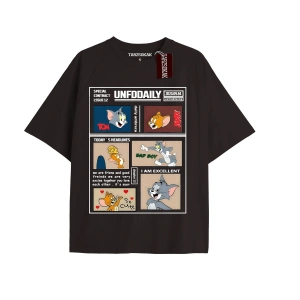 Tom And Jerry Cartoons Unisex Siyah T-shirt