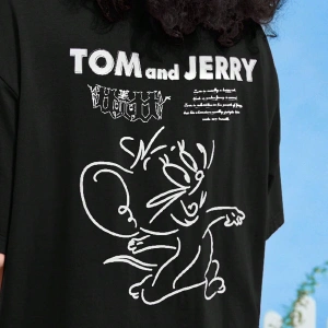 TOM & JERRY X Kadın Loose Fit Karikatür Desen Baskılı Tişört