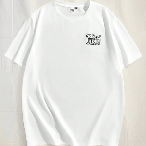TOM & JERRY X SHEIN Unisex Rahat Fitted Karikatür Siyah Beyaz Karikatür Grafik Kısa Kollu Tiş