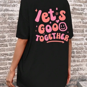 TOM & JERRY X Sloganlı ve Karikatür Grafikli Düşük Omuzlu Oversize Tişört