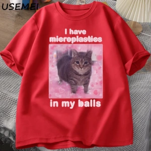 Toplarımda Mikroplastik Var Komik Kedi Meme T-shirt Erkek Kadın Aptal Aptal Tshirt Goofy Ahh  2895