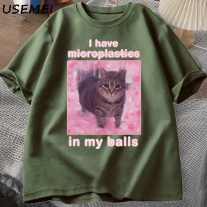 Toplarımda Mikroplastik Var Komik Kedi Meme T-shirt Erkek Kadın Aptal Aptal Tshirt Goofy Ahh  2895
